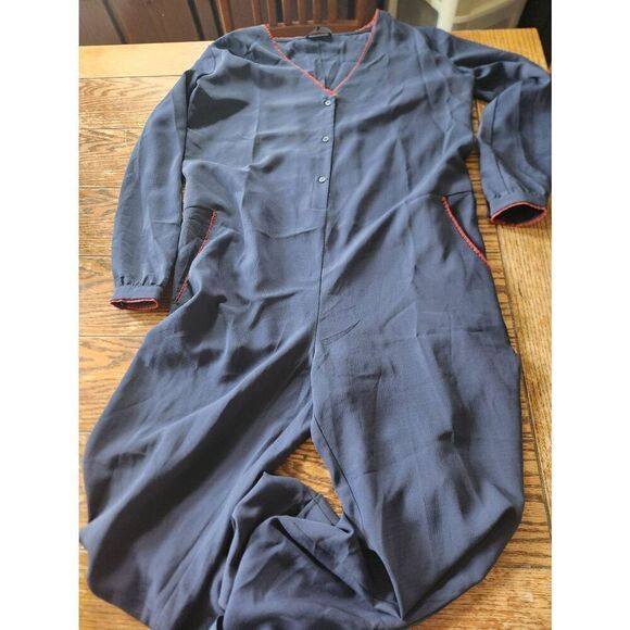 Hatch Maternity Collection The Emmanuelle Jumpsuit on blue w/red trim sz P missi - Picture 1 of 4